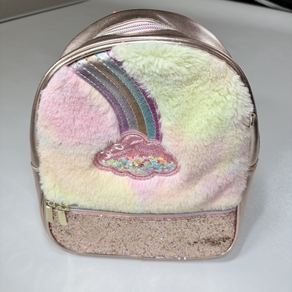 Girls Unicorn Backpack Fuzzy Rainbow Glitter Mini Backpack Kids School Bag